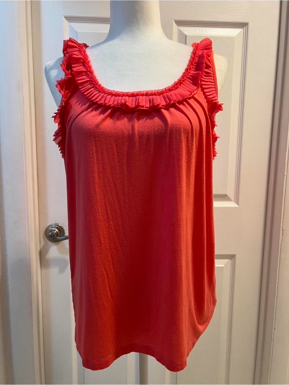 Willi Smith Coral Ruffle-Trim Tank Top